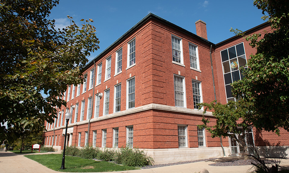 The red brick exterior of Edwards Hall.