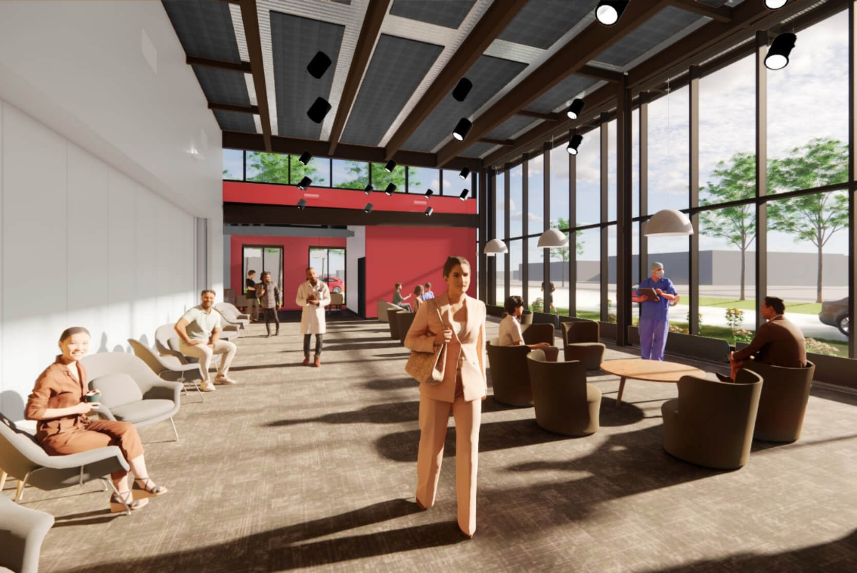 An artist rendering of the interior of the Mennonite College of Nursing Simulation Center building
